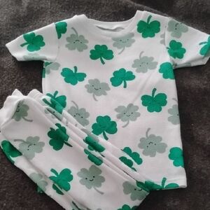 Carter's White and Green Pajama Set